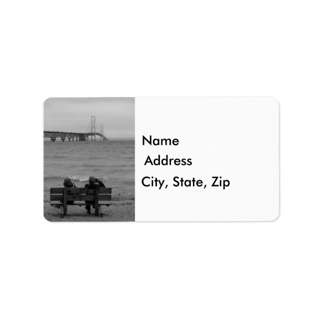 Viewing Mackinac Bridge Grayscale Label (Front)