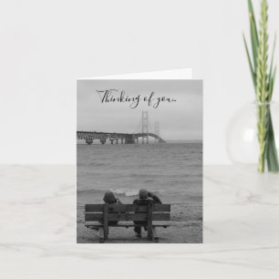 Viewing Mackinac Bridge Grayscale Thinking Card