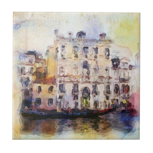 Views od Venice made in artistic watercolor Ceramic Tile (Front)