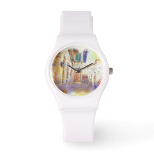 Views of Florence made in artistic watercolor Watch