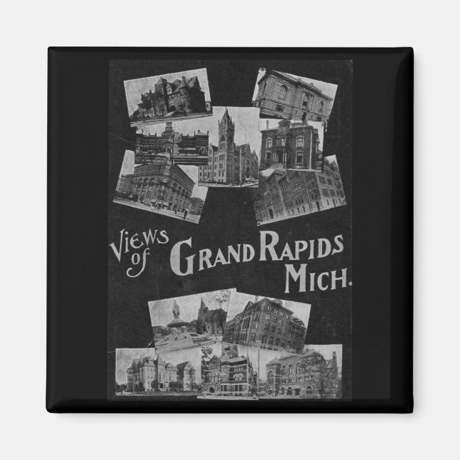 Views of Grand Rapids Michigan Vintage Magnet (Front)