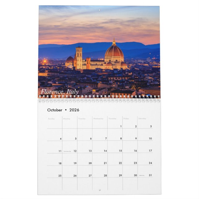 Views of Italy, France and California Calendar (Oct 2026)