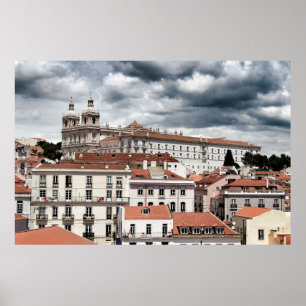 Views of Lisbon city in the morning in a cloudy da Poster