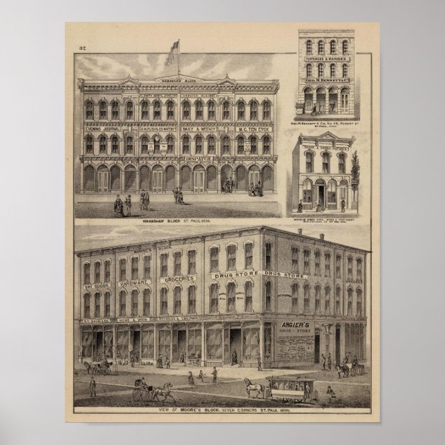 Views of Moore's and Wabashaw, Minnesota Poster (Front)