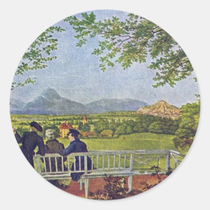 Views Of Salzburg By Julius Schnorr Von Carolsfeld Classic Round Sticker