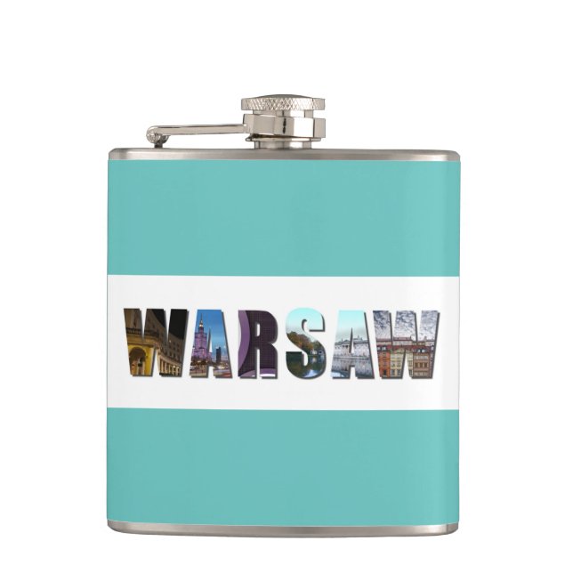 Views of Warsaw Poland Hip Flask (Front)