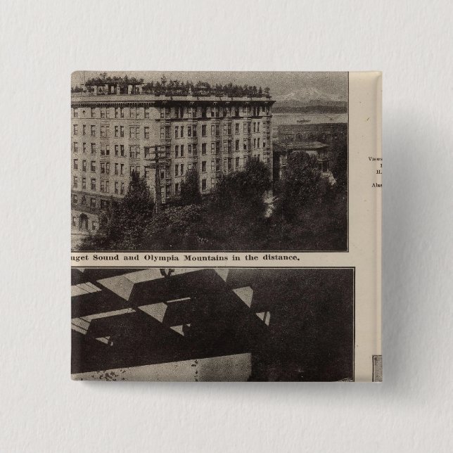 Views, Seattle 15 Cm Square Badge (Front)