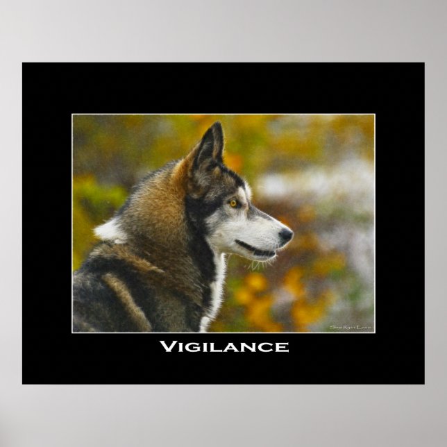 VIGILANCE Grey Wolf Art Poster (Front)
