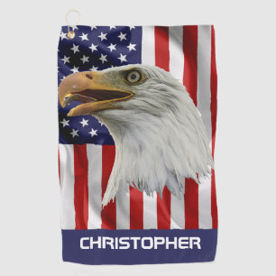 Vigilant Eagle, The American Flag, Patriotic Golf Towel