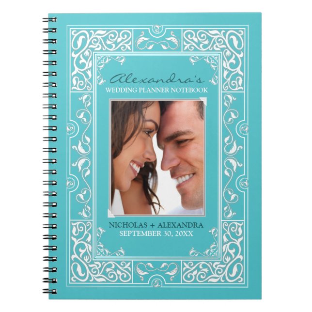 Vignette Bride's Wedding Planner Notebook (aqua) (Front)