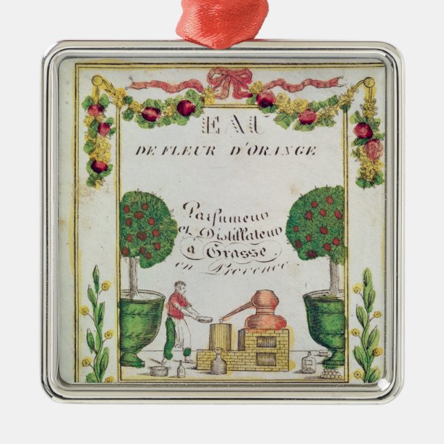 Vignette of 'Eau de Fleur d'Orange' Metal Ornament (Front)