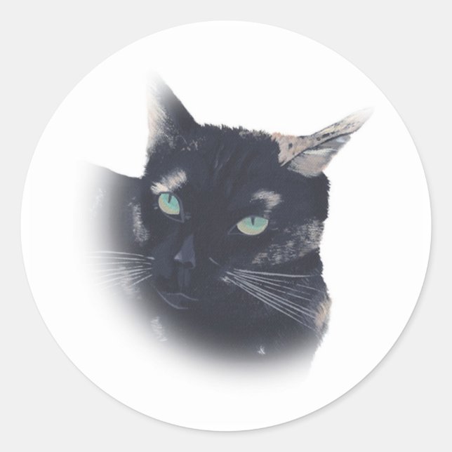 Vignette of Tortoise Shell Cat Face Stickers (Front)