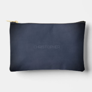 Vignetted Mottled Dark Blue Urban Grunge with Name Accessory Pouch