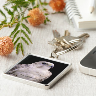 Vignetted Portrait of an Inquisitive Saker Falcon Key Ring