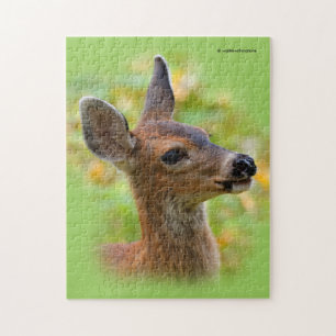 Vignetted Portrait of Smiling Blacktail Deer Fawn  Jigsaw Puzzle