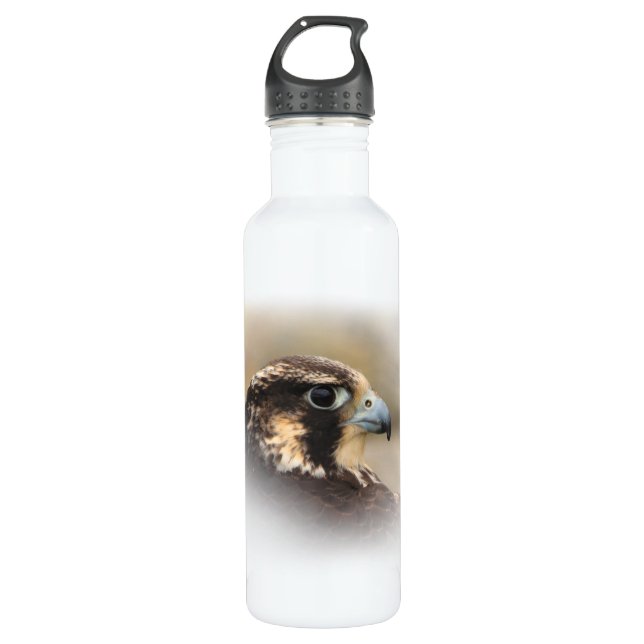 Vignetted Profile of a Peregrine Falcon 710 Ml Water Bottle (Front)