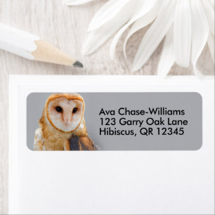 Vignetted Serene Barn Owl Return Address Label
