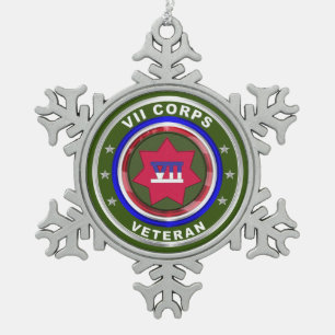 VII Armoured Corps Keepsake Snowflake Pewter Christmas Ornament