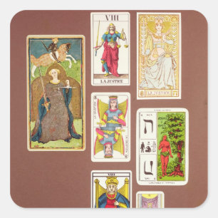 VIII Justice, seven tarot cards Square Sticker