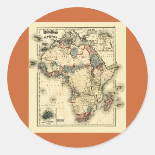 Viintage 1874 Map of Africa Antique African Print Classic Round Sticker