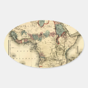 Viintage 1874 Map of Africa  Antique African Print Oval Sticker