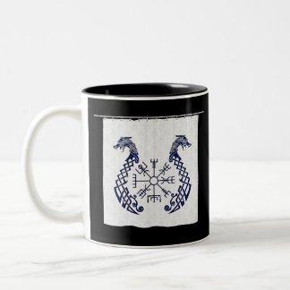 viking age vegvsir icelandic magical staves rune Two-Tone coffee mug
