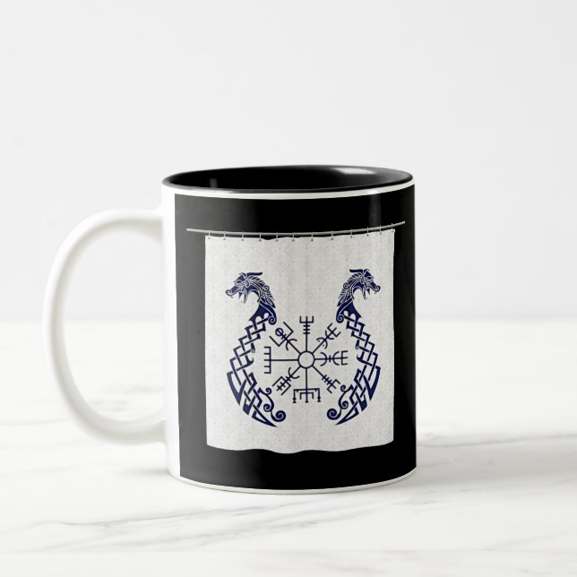 viking age vegvsir icelandic magical staves rune Two-Tone coffee mug (Left)
