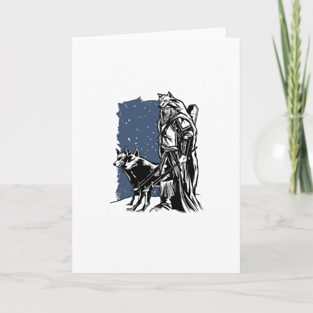 Viking and wolves card (Front)