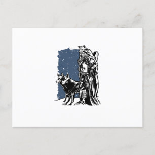 Viking and wolves postcard