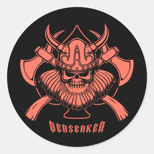 Viking Berserker Classic Round Sticker (Front)