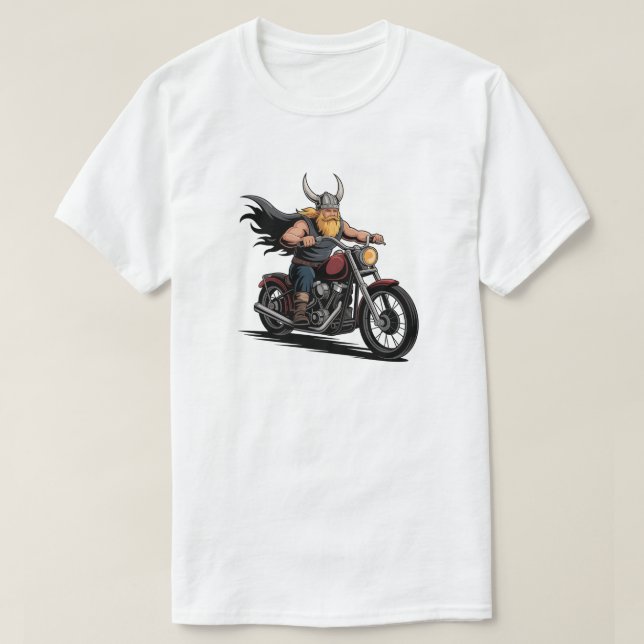 Viking Biker Motorcycle Rider Cool Graphic T-Shirt (Design Front)