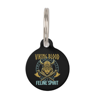 Viking Blood Feline Spirit Norse Cat Graphic Art Pet Tag