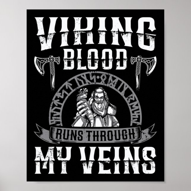 Viking Blood Runs Through My Veins Us Independence Poster (Front)