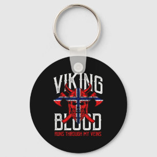 Viking Blood Skull Norwegian Flag Pride Norway  Key Ring