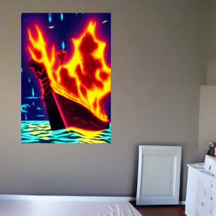 Viking burial at sea   AI Art Poster