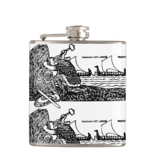 Viking Carving Runes Hip Flask