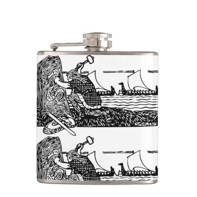 Viking Carving Runes Hip Flask (Front)