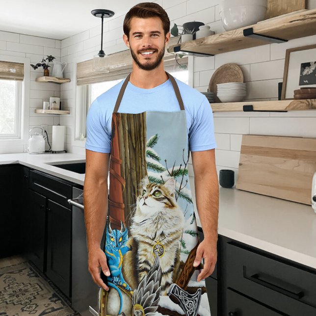 Viking Cat Blue Dragon  Apron (Creator Uploaded)