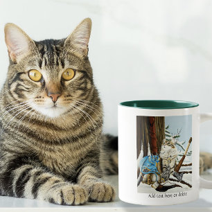Viking Cat Blue Dragon Fantasy  Two-Tone Coffee Mug