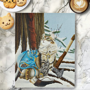 Viking Cat Blue Dragon Jigsaw Puzzle