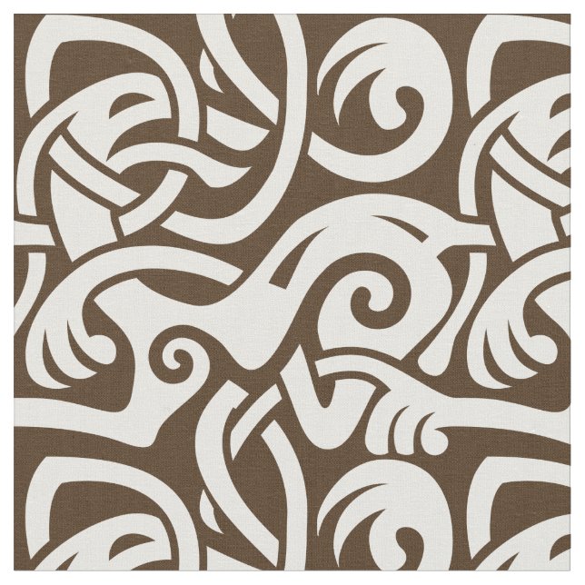 Viking Celtic Intertwining Animal Pattern Fabric (Close Up)