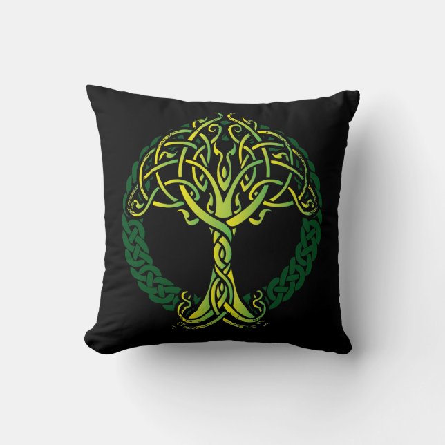 Viking Celtic Knotwork Tree of Life Cushion (Front)