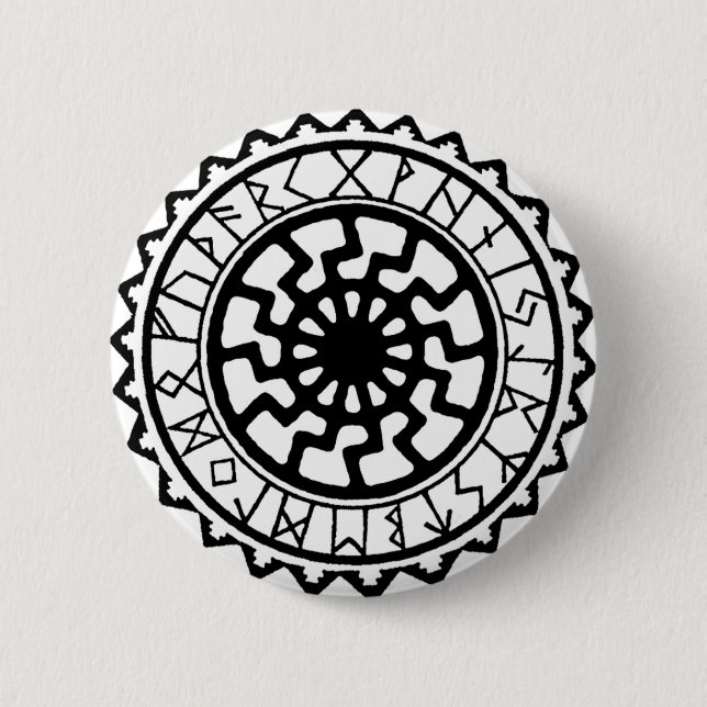 Viking Celtic Sun Rune Calendar 6 Cm Round Badge (Front)