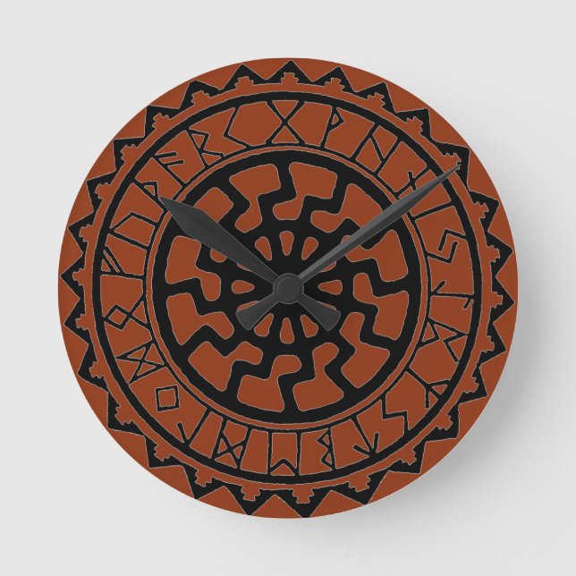 Viking Celtic Sun Rune Calendar Round Clock (Front)