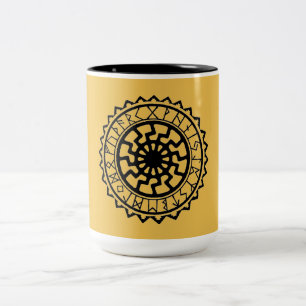 Viking Celtic Sun Rune Calendar Two-Tone Coffee Mug