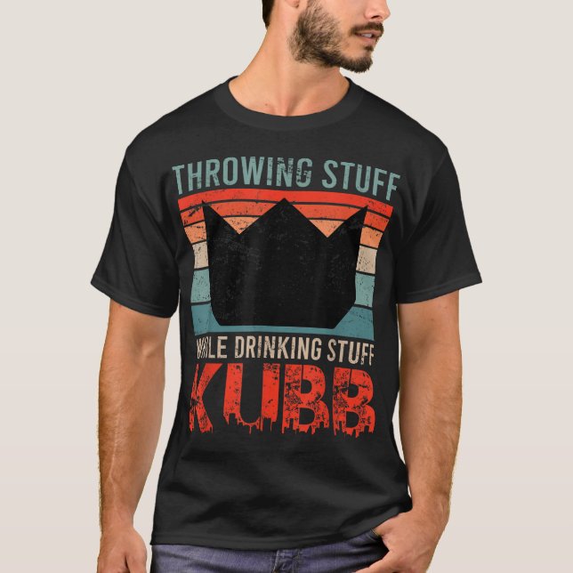 Viking Chess Saying Throwing Stuff Drinking Kubb T-Shirt (Front)