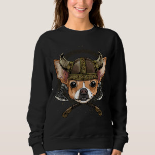 Viking Chihuahua Dog With Viking Helmet Mjolnir Ax Sweatshirt