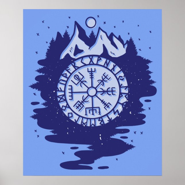 Viking Compass Nordic Symbols Poster (Front)