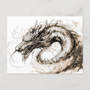 Viking Deity Sketch Pen Drawing Midgard snake Postcard