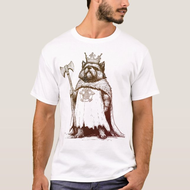 Viking Dog King – Norse Animal Warrior  Crown AXE T-Shirt (Front)